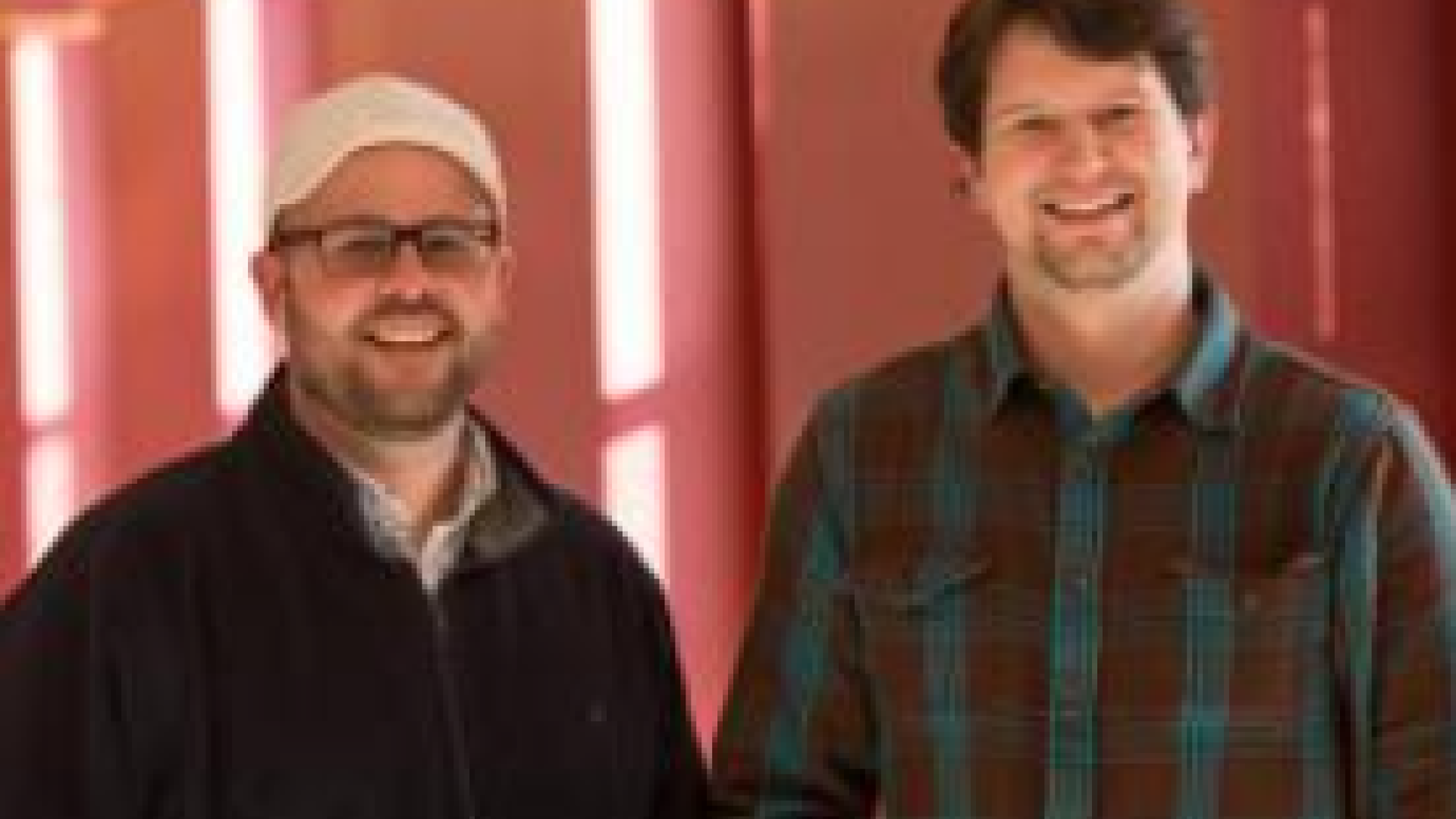 Two people standing together 