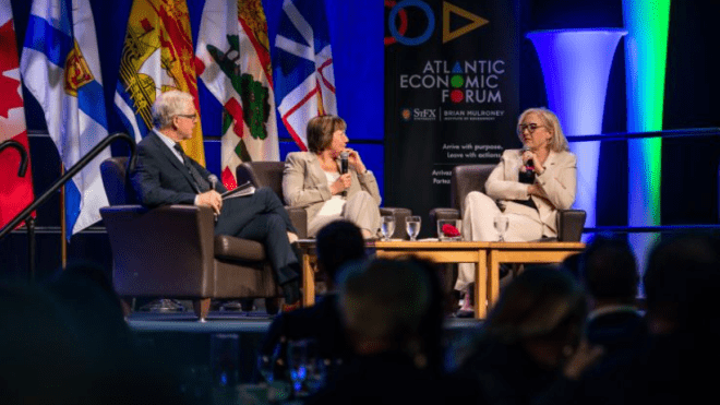 People on stage during the Atlantic Economic Forum 