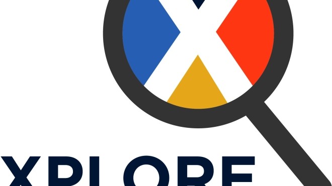 Hour glass with word XPLORE 