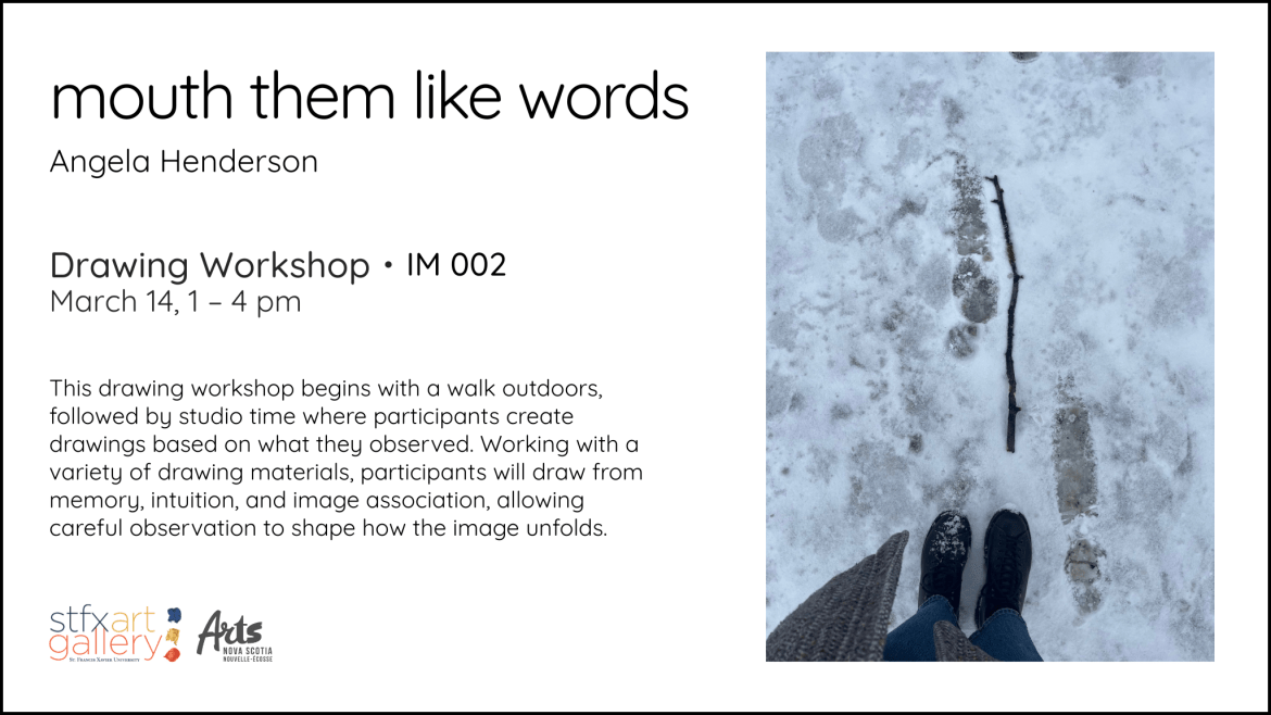 Drawing workshop, Angela Henderson, March 14, 1 - 4 pm