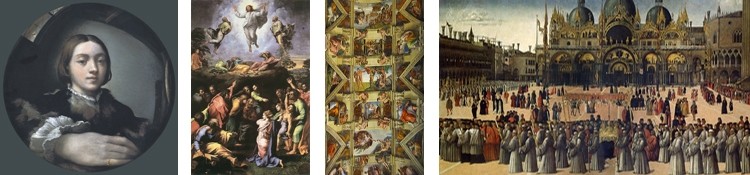4 images representing Italian renaissance art
