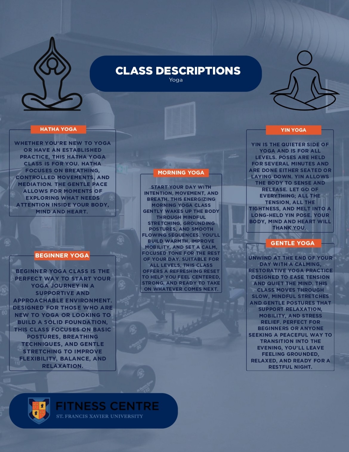 Class descriptions of group fitness mobility and wellness classes