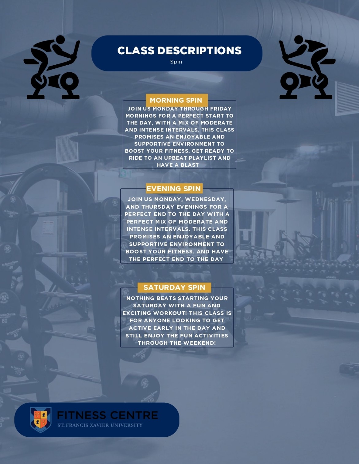 Class descriptions of group fitness spin classes