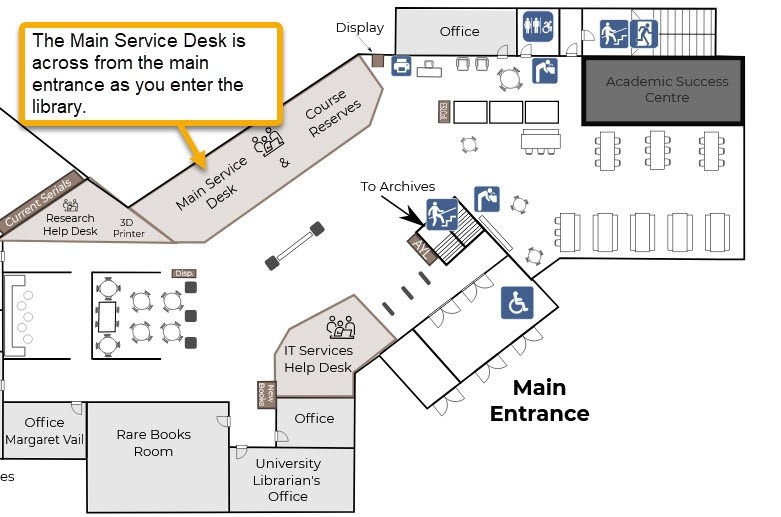 Map image of the main service desk.