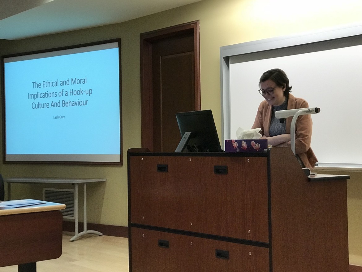 Leah Gray presenting her thesis