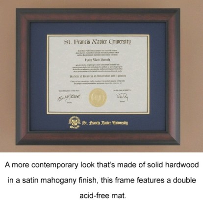 A more contemporary look that's made of solid hardwood in a satin mahogany finish, this frame features a double acid-free mat