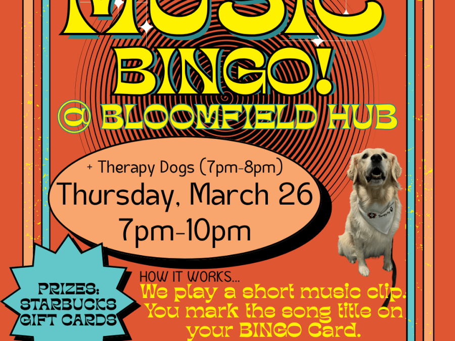 70s Music Bingo at Bloomfield Hub, Thursday, March 26, 7pm-10pm