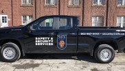 A StFX security truck outside of a building